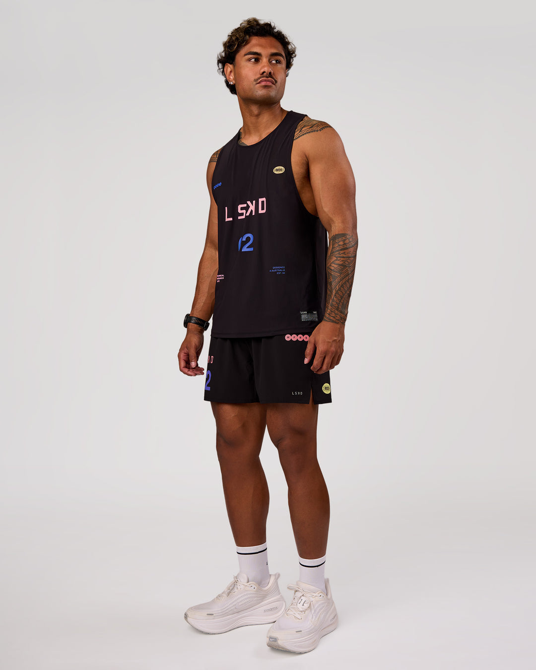 Man wearing Pace 5" Lined Running Short - Game Plan Black | Model:Xav | Size:L - view 9