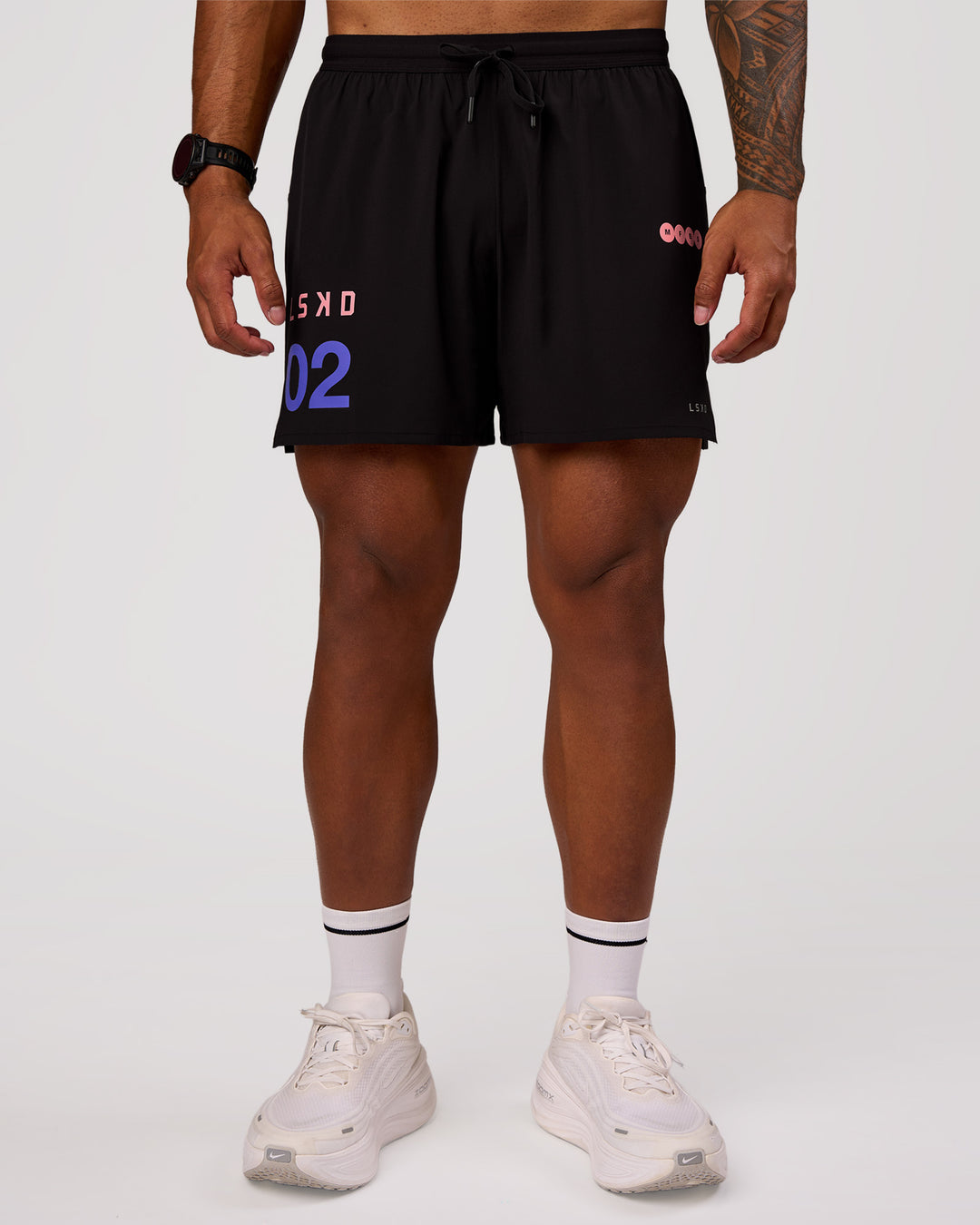 Man wearing Pace 5" Lined Running Short - Game Plan Black | Model:Xav | Size:L - view 10