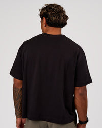 Man wearing Progression Super Heavyweight Boxed Tee - Black-Black | Model:Xav | Size:L | Thumbnail Index: 5
