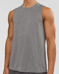 Man wearing AeroFLX+ Seamless Muscle Tank - Dark Storm/Alloy | Model:Albert | Size:M | Thumbnail Index: 2
