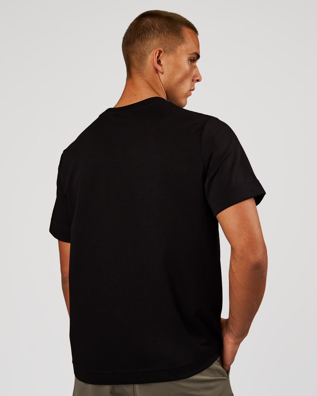 Man wearing AfterDark ZeroCrease Regular Tee - Black | Model:Albert | Size:M - view 3