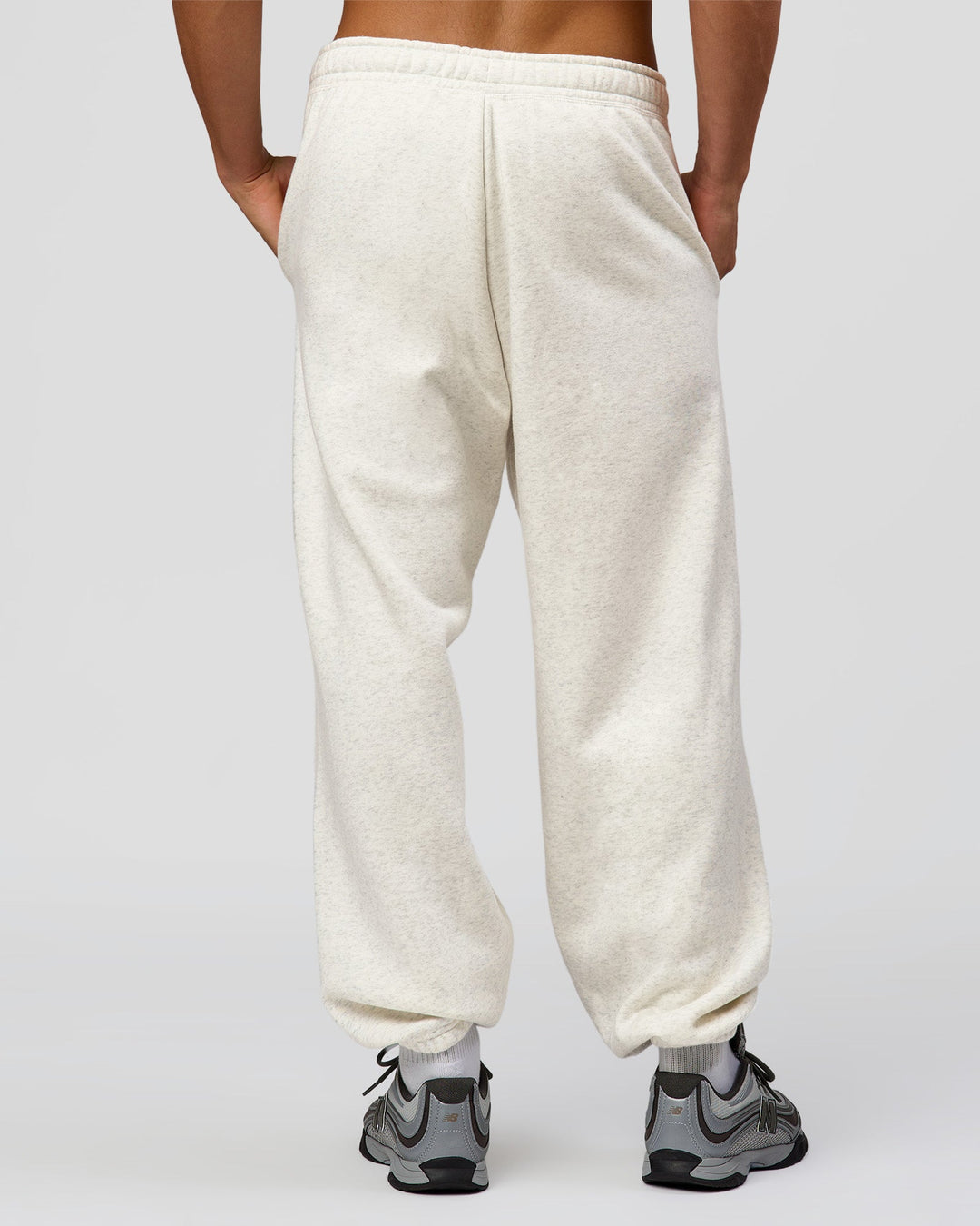 Man wearing Base Baggy Cuffed Track Pant - Silver Marl | Model:Albert | Size:M - view 3