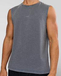 Man wearing Base FLXCotton Tank Regular Fit -8cm - Dark Storm Washed | Model:Albert | Size:M | Thumbnail Index: 1