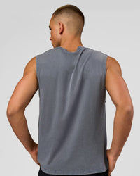 Man wearing Base FLXCotton Tank Regular Fit -8cm - Dark Storm Washed | Model:Albert | Size:M | Thumbnail Index: 2