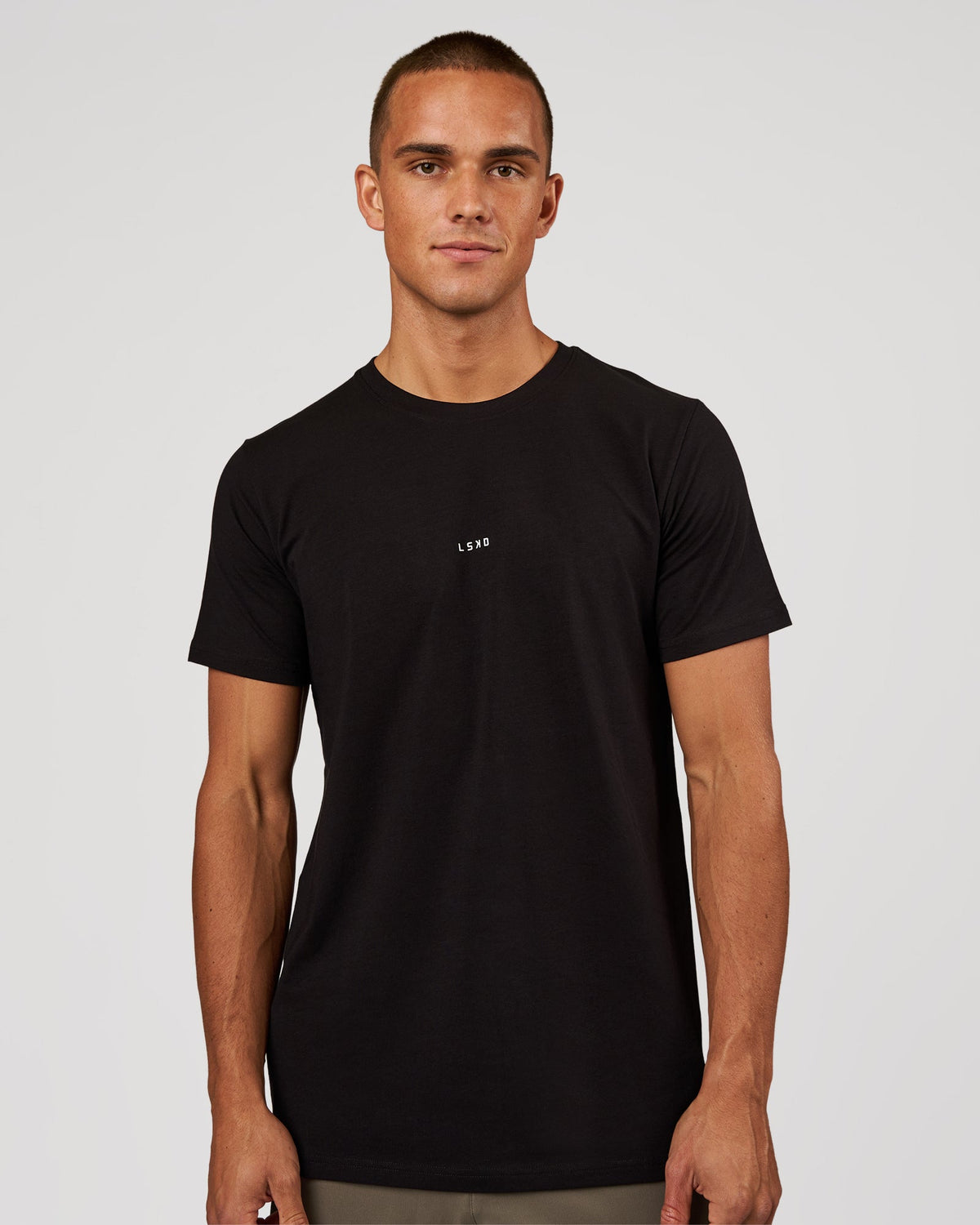 Man wearing Base FLXCotton Tee - Black | Model:Albert | Size:M