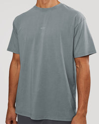 Man wearing Base FLXCotton Tee Oversized - Blue Mirage Washed | Model:Albert | Size:M | Thumbnail Index: 1