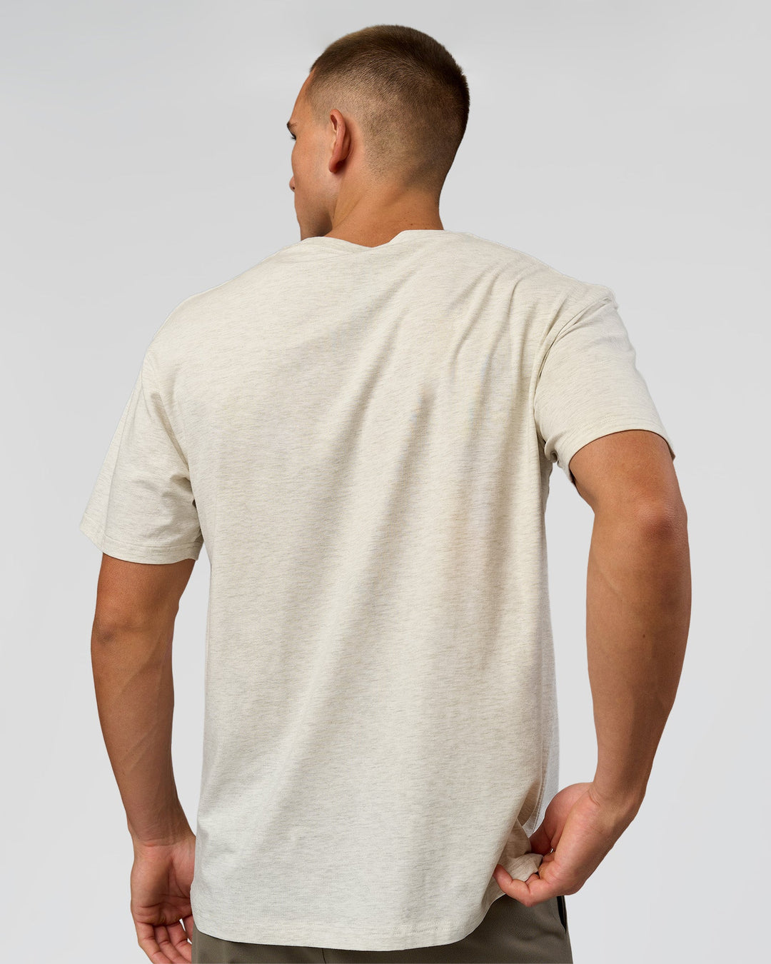 Man wearing Base FLXCotton Tee - Silver Marl | Model:Albert | Size:M - view 3