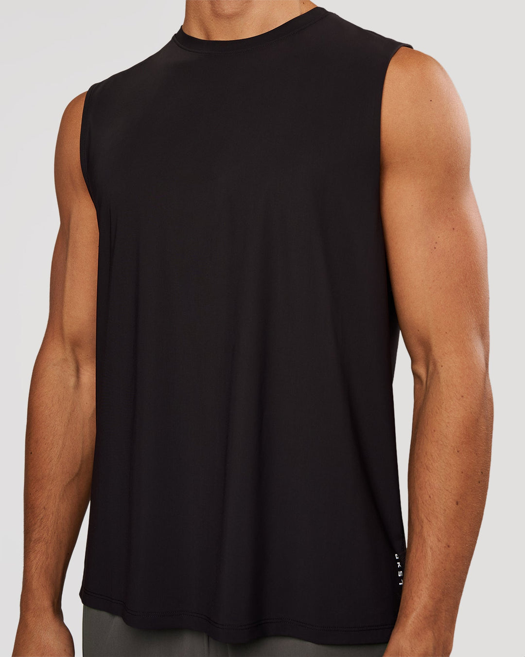 Man wearing Cadence Swift Muscle Tank - Black | Model:Albert | Size:M - view 2