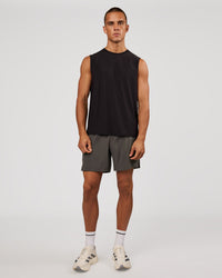 Man wearing Cadence Swift Muscle Tank - Black | Model:Albert | Size:M | Thumbnail Index: 3