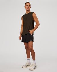 Man wearing Cadence Swift Muscle Tank - Ground Coffee | Model:Albert | Size:M | Thumbnail Index: 4