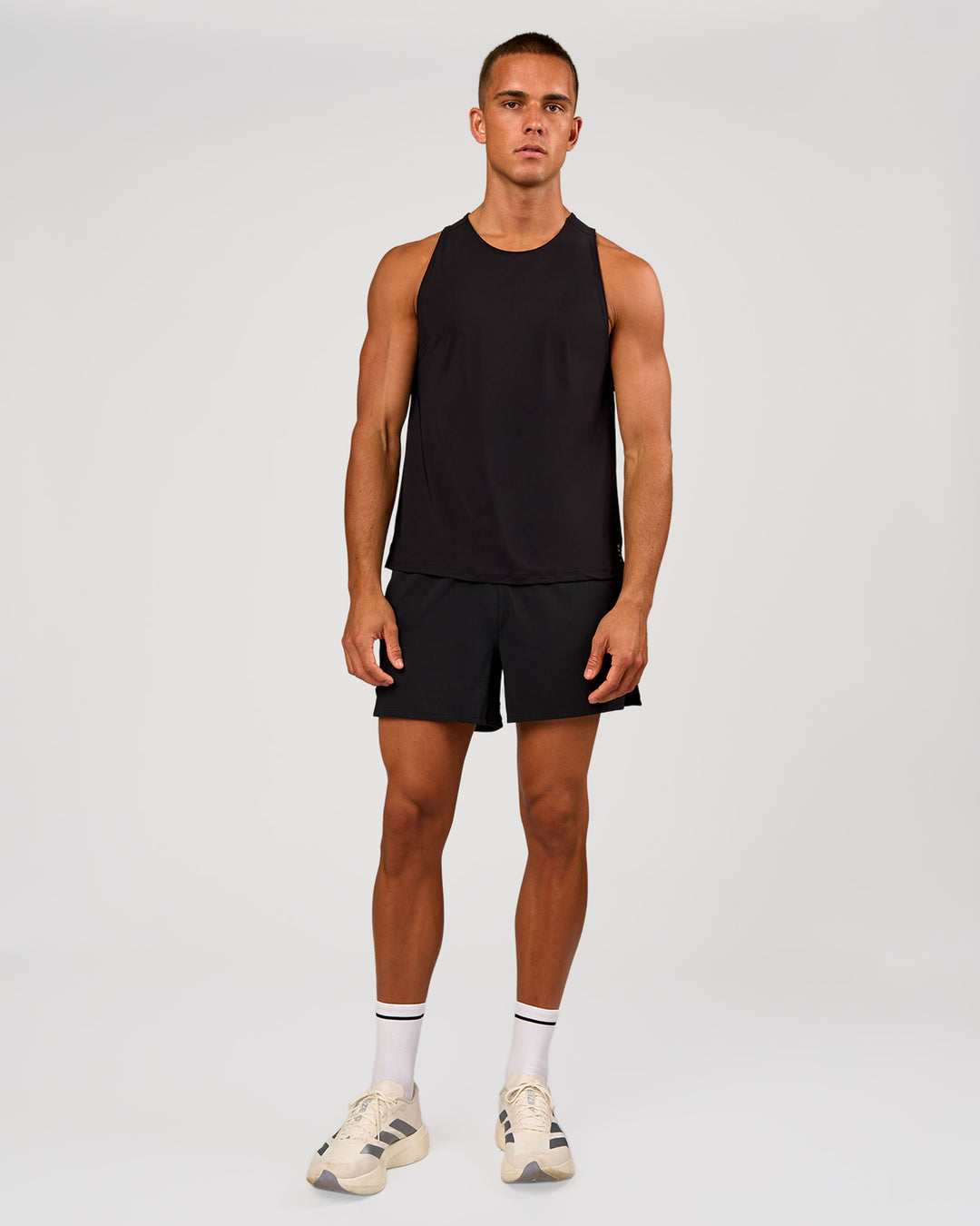 Man wearing Cadence Swift Tank - Black | Model:Albert | Size:M - view 5