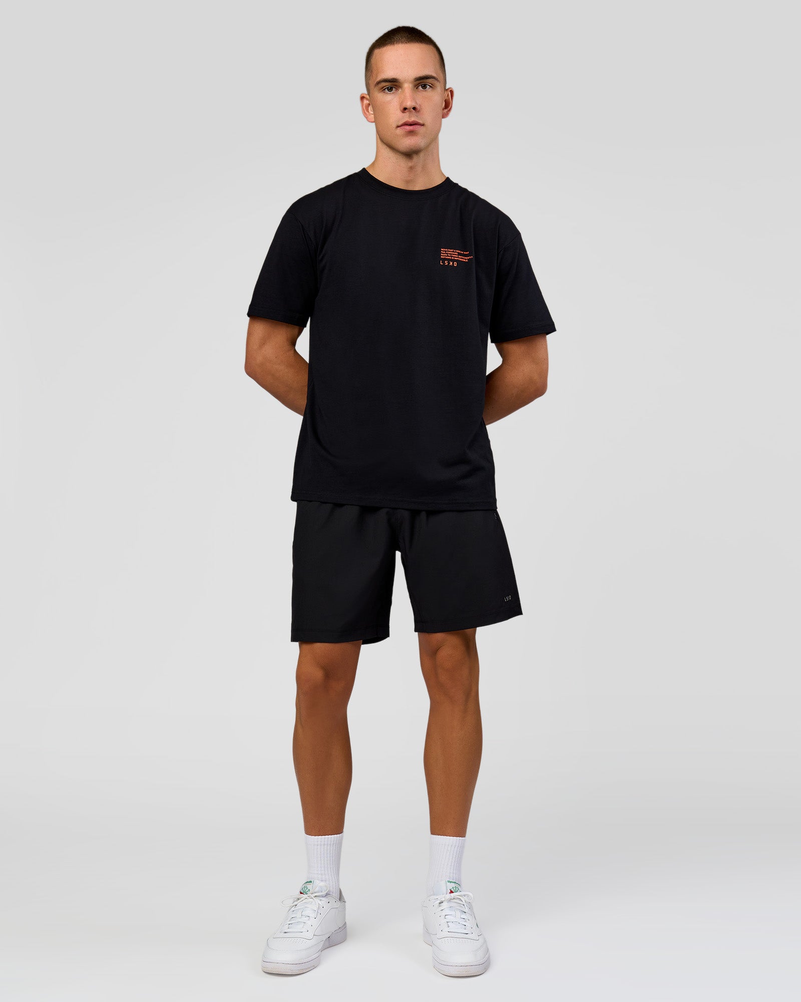 Coffee Run FLXCotton Oversized Tee - Black-Ultra Orange | LSKD