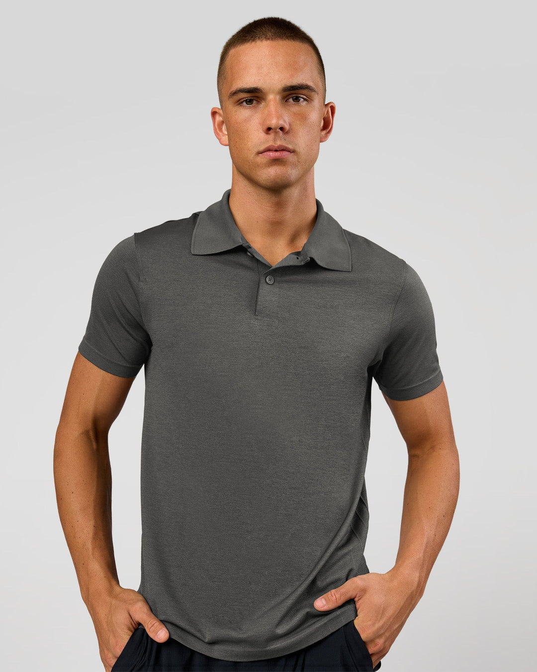 Man wearing Drive Seamless Polo - Dark Storm | Model:Albert | Size:M - view 7