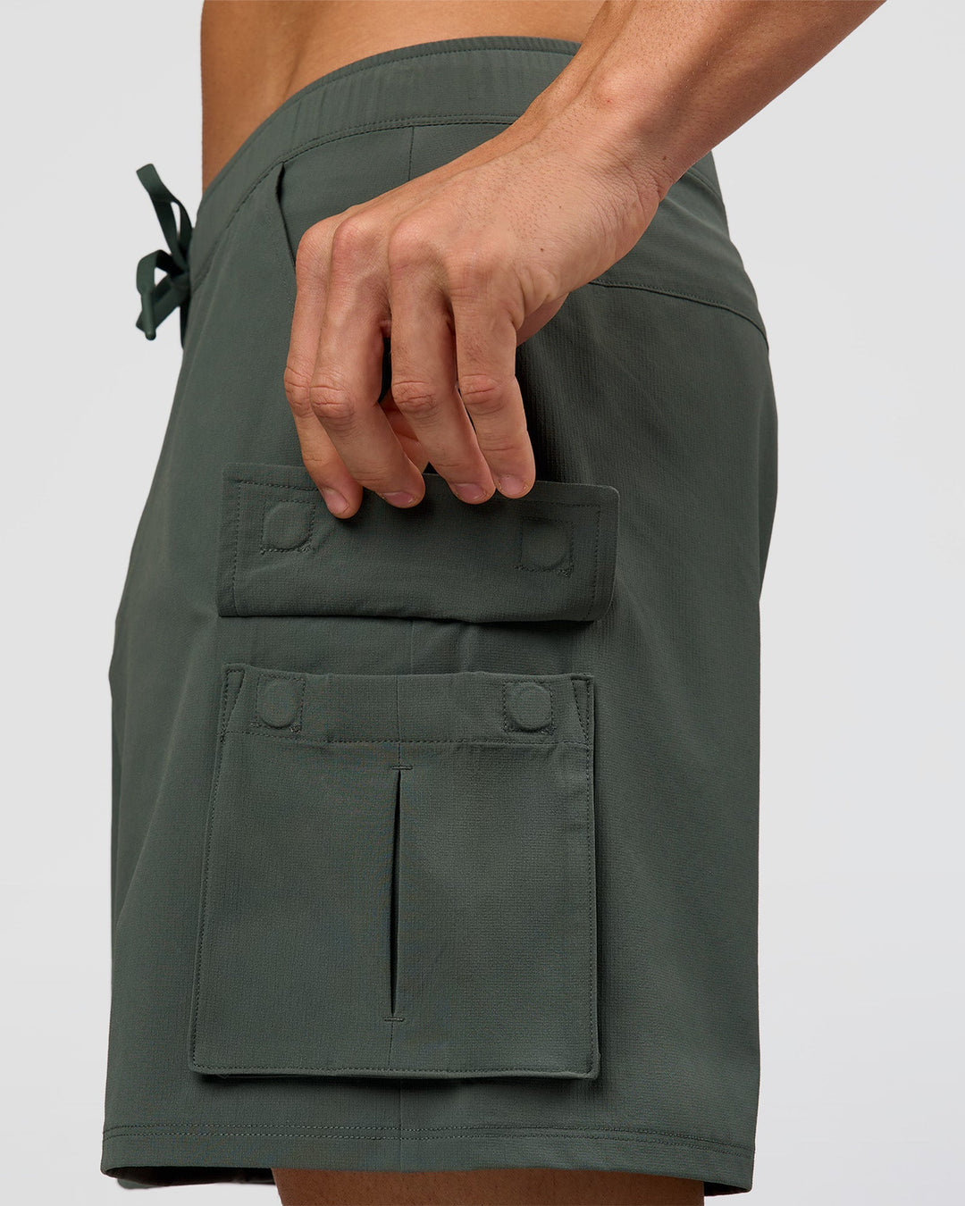 Man wearing Functional Cargo 6" Short - Carbon Green | Model:Albert | Size:M - view 4