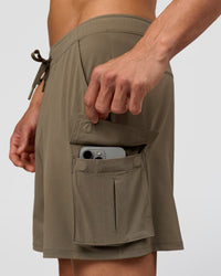 Man wearing Functional Cargo 6" Short - Walnut Grey | Model:Albert | Size:M | Thumbnail Index: 8
