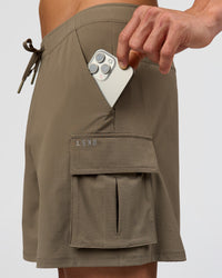 Man wearing Functional Cargo 6" Short - Walnut Grey | Model:Albert | Size:M | Thumbnail Index: 3