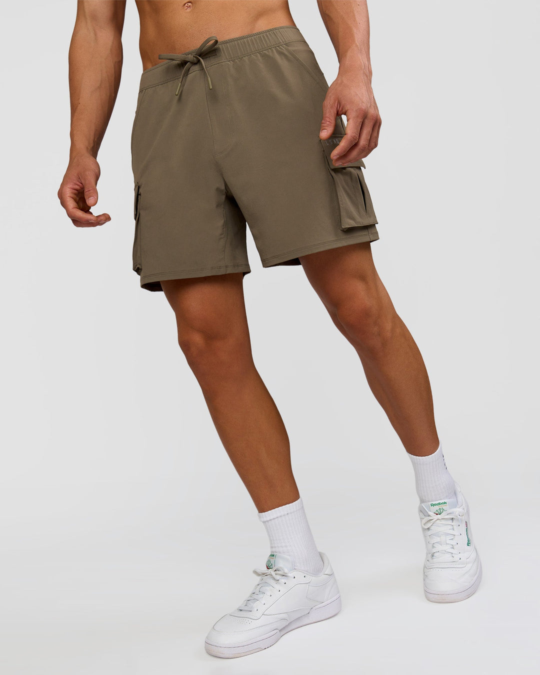 Man wearing Functional Cargo 6" Short - Walnut Grey | Model:Albert | Size:M - view 5