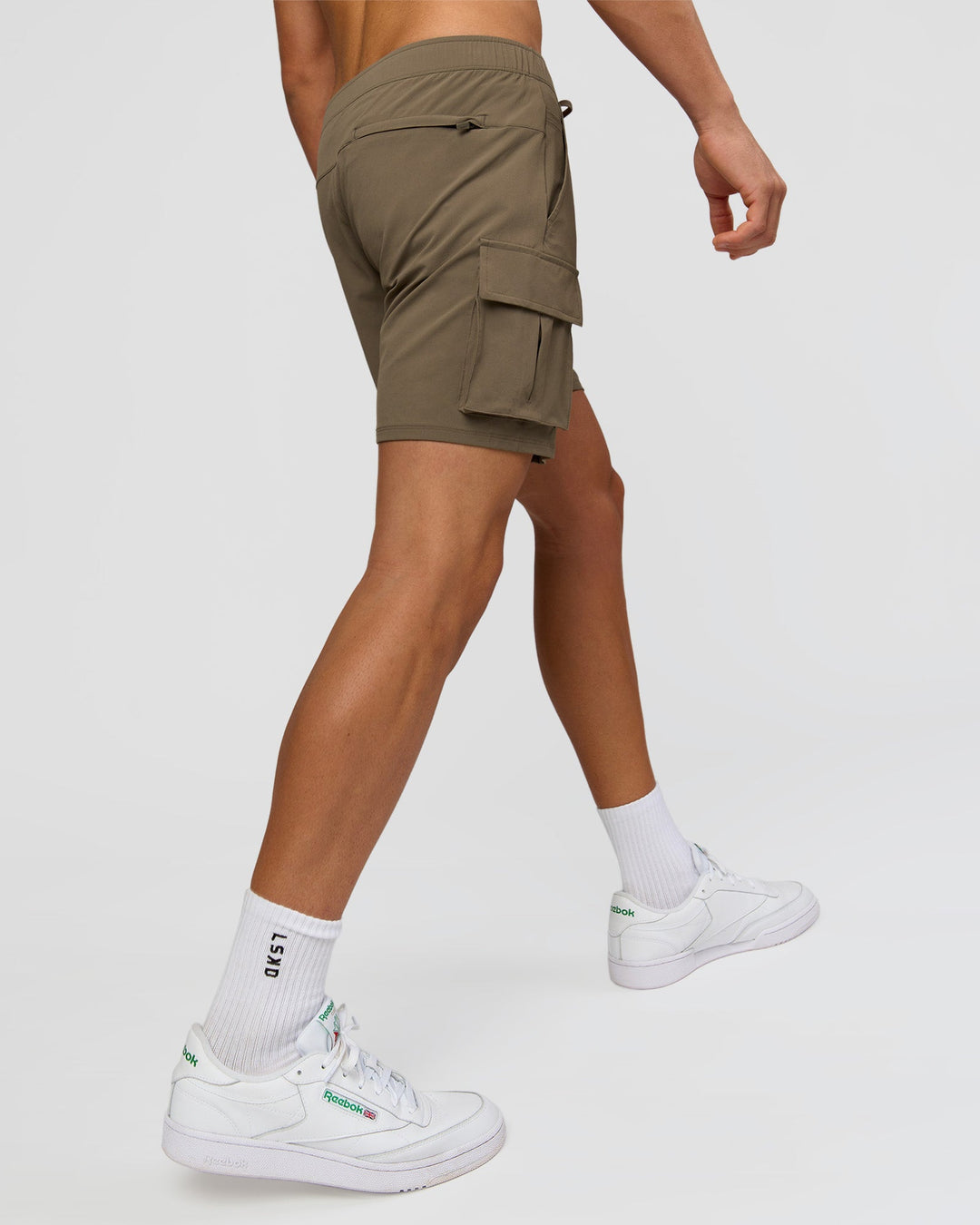 Man wearing Functional Cargo 6" Short - Walnut Grey | Model:Albert | Size:M - view 6