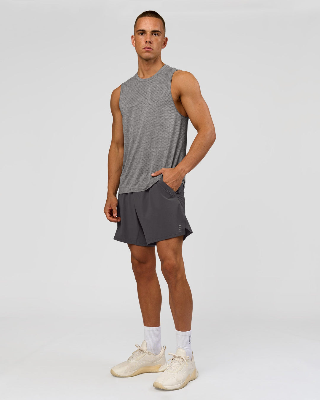 Man wearing Functional Training 7" Short - Dark Storm | Model:Albert | Size:M - view 5