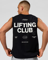 Man wearing Lifting Club FLXCotton Tank - Black-White | Model:Albert | Size:M | Thumbnail Index: 3