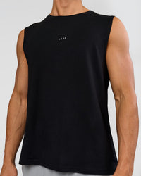 Man wearing Lifting Club FLXCotton Tank - Black-White | Model:Albert | Size:M | Thumbnail Index: 1