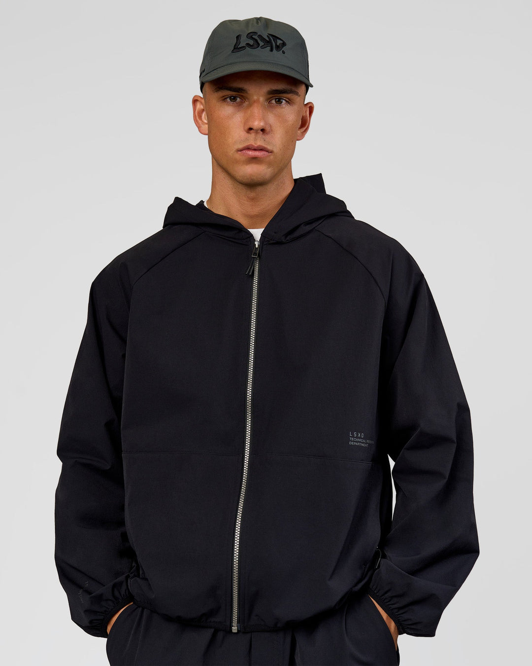 Man wearing Motion Hooded Jacket - Black | Model:Albert | Size:M - view 6
