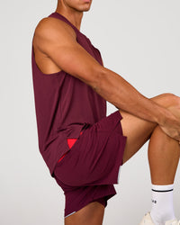 Man wearing Pace 5" Lined Running Short - Cherry Lacquer-Scarlet | Model:Albert | Size:M | Thumbnail Index: 3