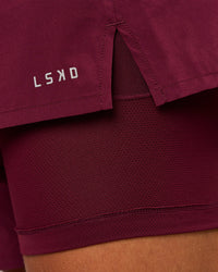 Man wearing Pace 5" Lined Running Short - Cherry Lacquer-Scarlet | Model:Albert | Size:M | Thumbnail Index: 6