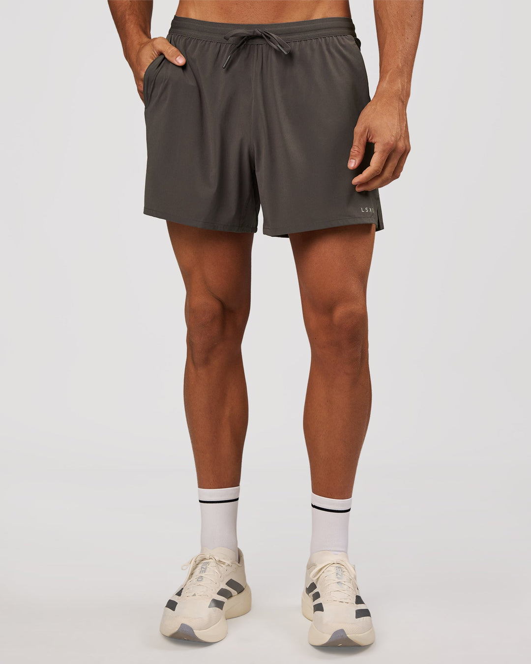 Man wearing Pace 5" Lined Running Short - Dark Storm | Model:Albert | Size:M - view 6
