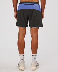 Man wearing Pace 5" Lined Running Short - Dark Storm-Bluebell | Model:Albert | Size:M | Thumbnail Index: 8