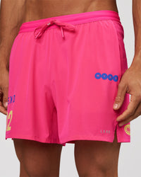 Man wearing Pace 5" Lined Running Short - Game Plan Ultra Pink | Model:Albert | Size:M | Thumbnail Index: 1