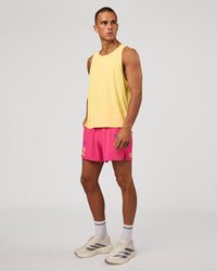 Man wearing Pace 5" Lined Running Short - Game Plan Ultra Pink | Model:Albert | Size:M | Thumbnail Index: 6