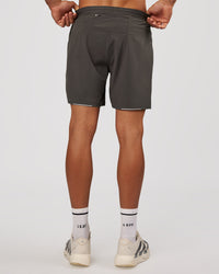 Man wearing Pace 7" Lined Running Short - Dark Storm | Model:Albert | Size:M | Thumbnail Index: 8
