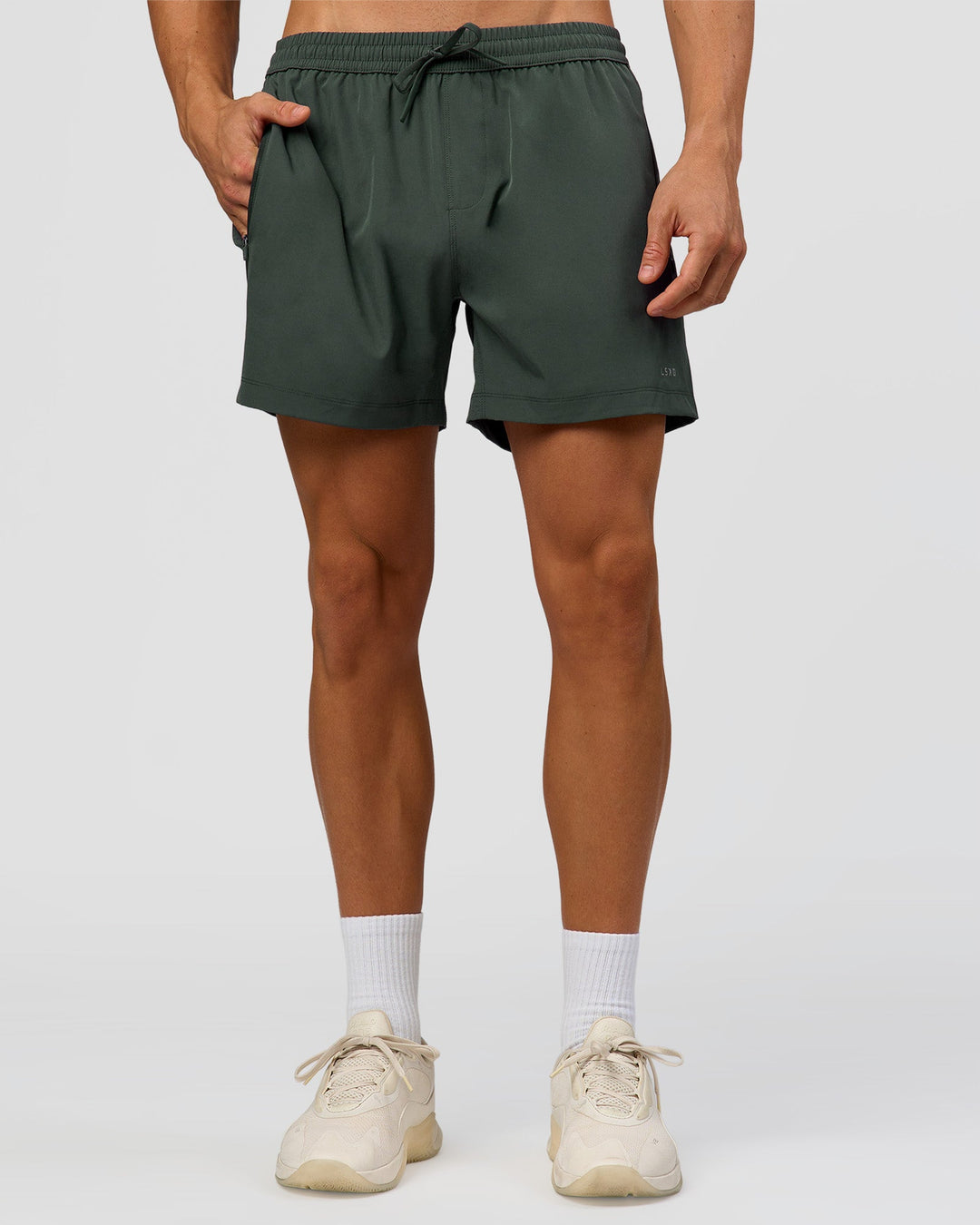 Man wearing Rep 5" Performance Short - Carbon Green | Model:Albert | Size:M - view 4
