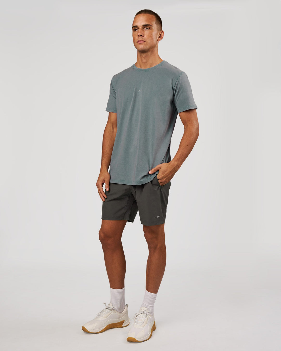 Man wearing Rep 7" Performance Short - Dark Storm | Model:Albert | Size:M - view 3
