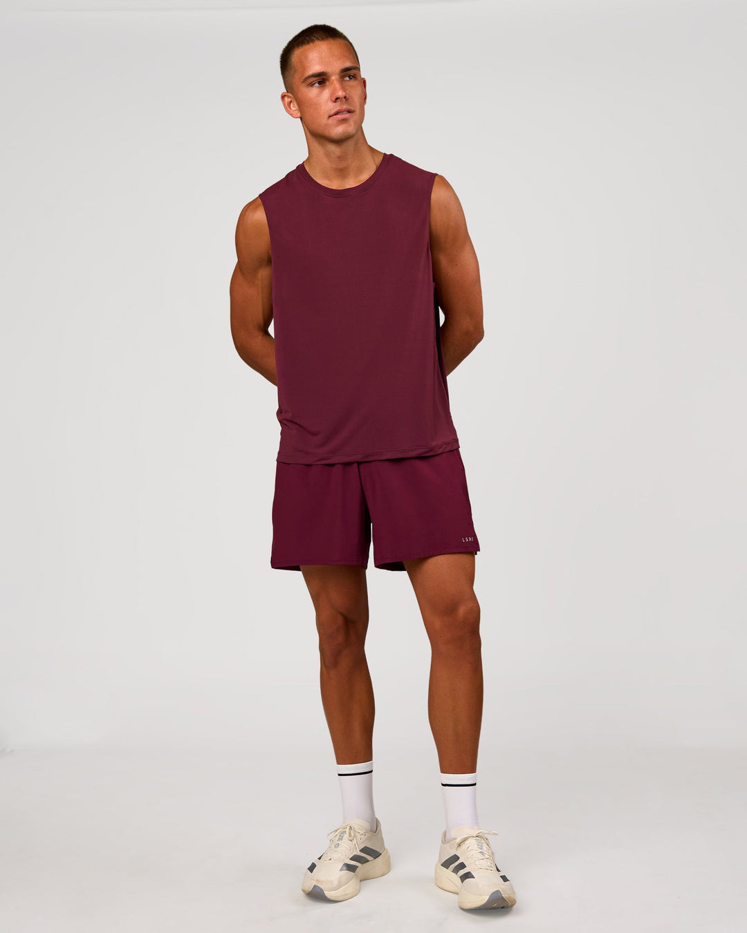 Man wearing Rep Muscle Training Tank - Cherry Lacquer | Model:Albert | Size:M - view 4