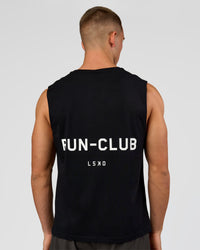 Man wearing Run Club FLXCotton Tank - Black-White | Model:Albert | Size:M | Thumbnail Index: 0