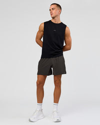 Man wearing Run Club FLXCotton Tank - Black-White | Model:Albert | Size:M | Thumbnail Index: 3