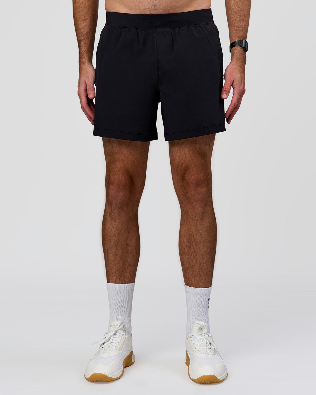 Man wearing Rep+ 5” Training Short - Black | Model:Alex | Size:M - view 3