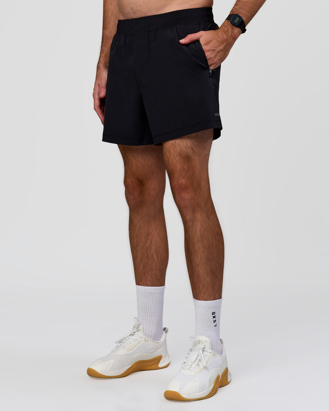 Man wearing Rep+ 5” Training Short - Black | Model:Alex | Size:M - view 6