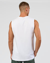 Man wearing Base FLXCotton Tank - White | Model:Base | Size:M | Thumbnail Index: 1