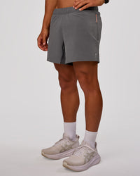 Man wearing Flow-Mode Lined 5" Short - Dark Storm | Model:George | Size:M | Thumbnail Index: 2