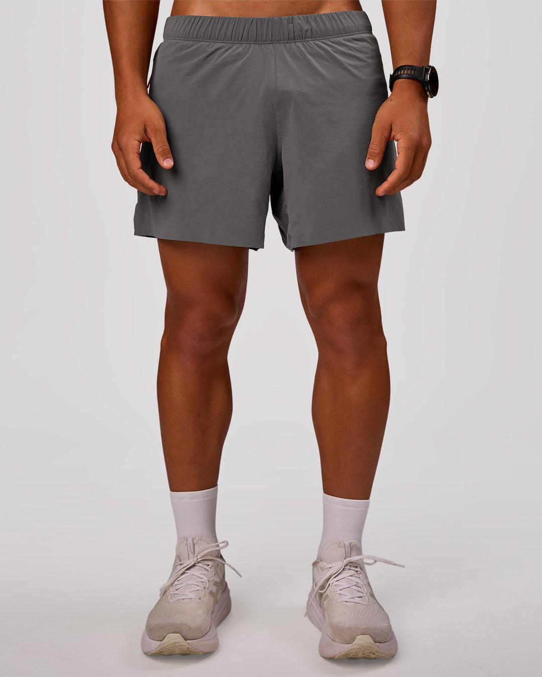 Man wearing Flow-Mode Lined 5" Short - Dark Storm | Model:George | Size:M - view 5