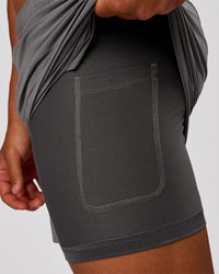 Man wearing Flow-Mode Lined 5" Short - Dark Storm | Model:George | Size:M | Thumbnail Index: 7
