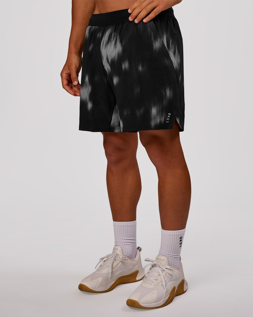 Man wearing Functional Training 7" Short - Bitmap Blur Black | Model:George | Size:M - view 4