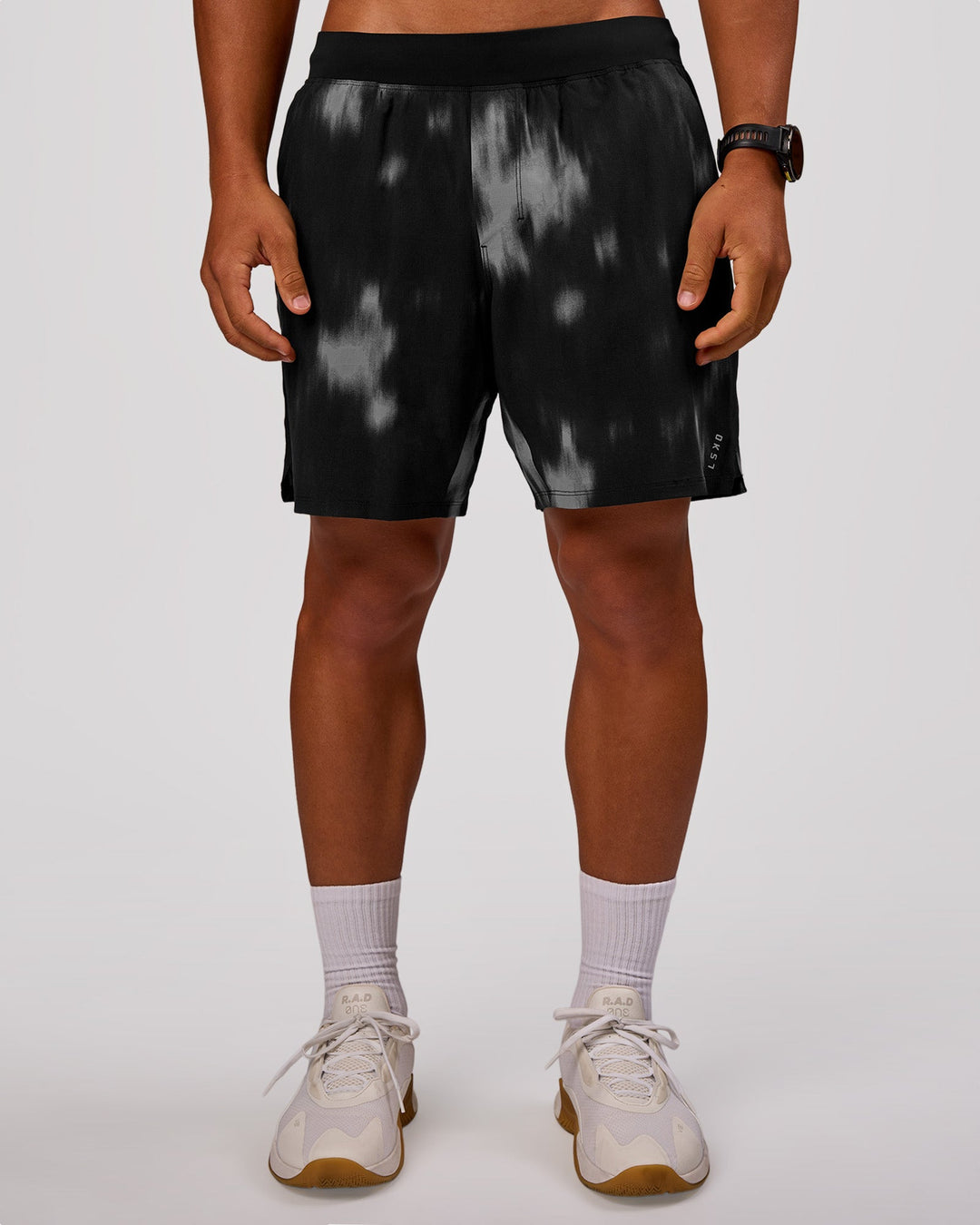 Man wearing Functional Training 7" Short - Bitmap Blur Black | Model:George | Size:M - view 8