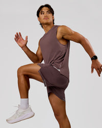 Man wearing Pace 5" Lined Running Short - Cocoa Powder-Off White | Model:George | Size:M | Thumbnail Index: 2