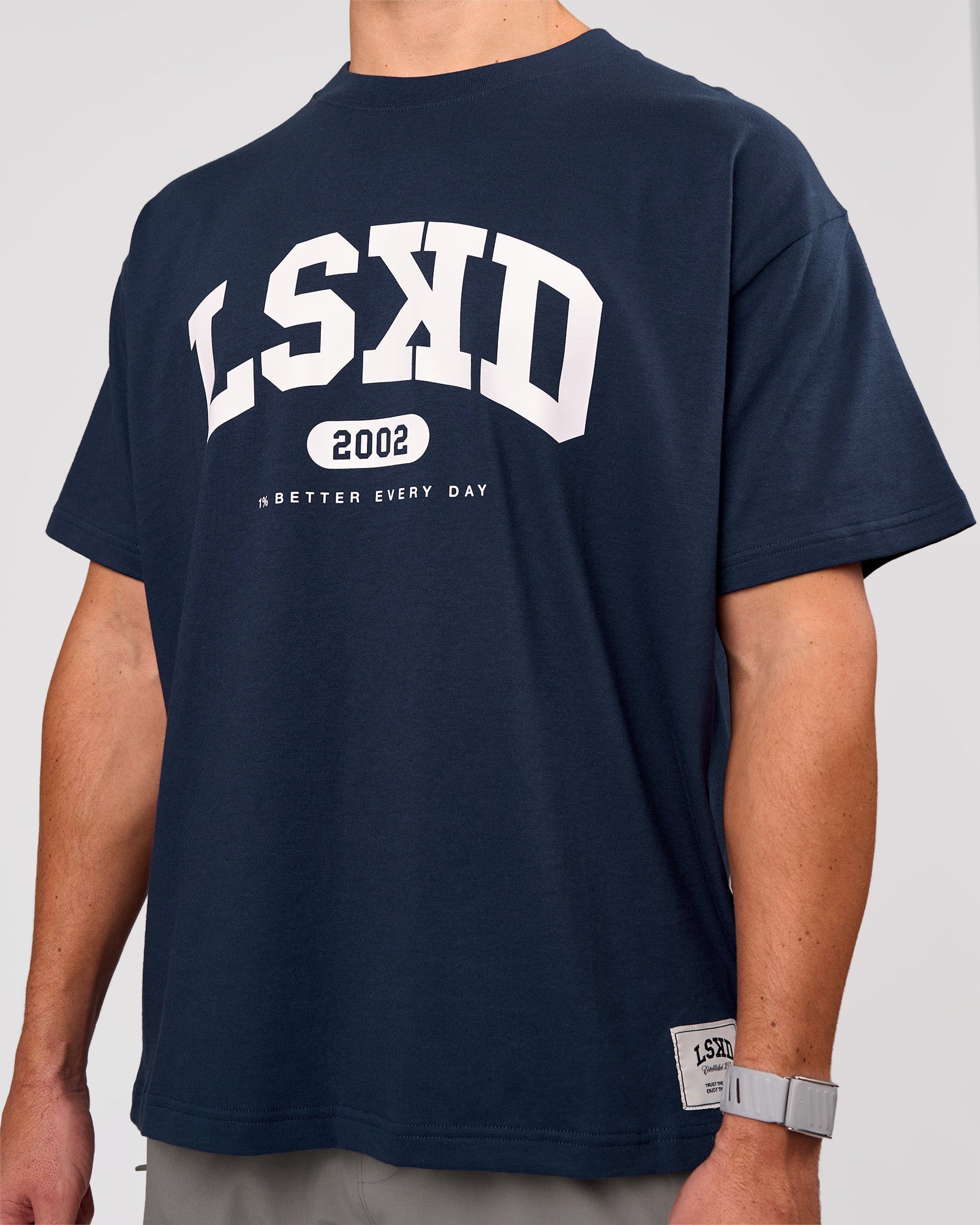 Varsity EST Heavyweight Oversized Tee - Future Navy-White | LSKD