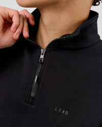 Man wearing Base Quarter Zip Sweater - Black | Model:Leandro | Size:M | Thumbnail Index: 8