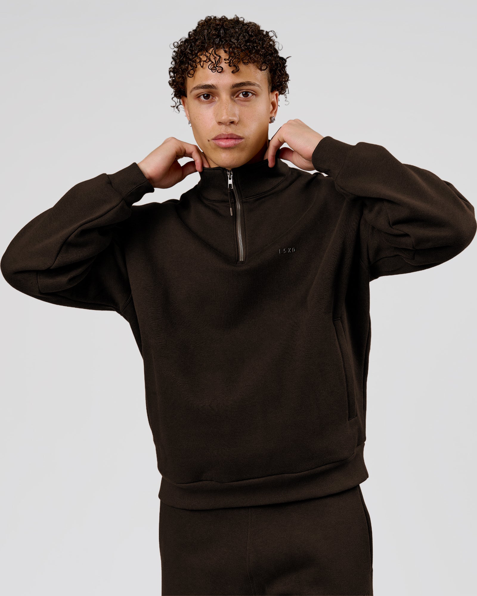 Base Quarter Zip Sweater - Ground Coffee | LSKD – LSKD US
